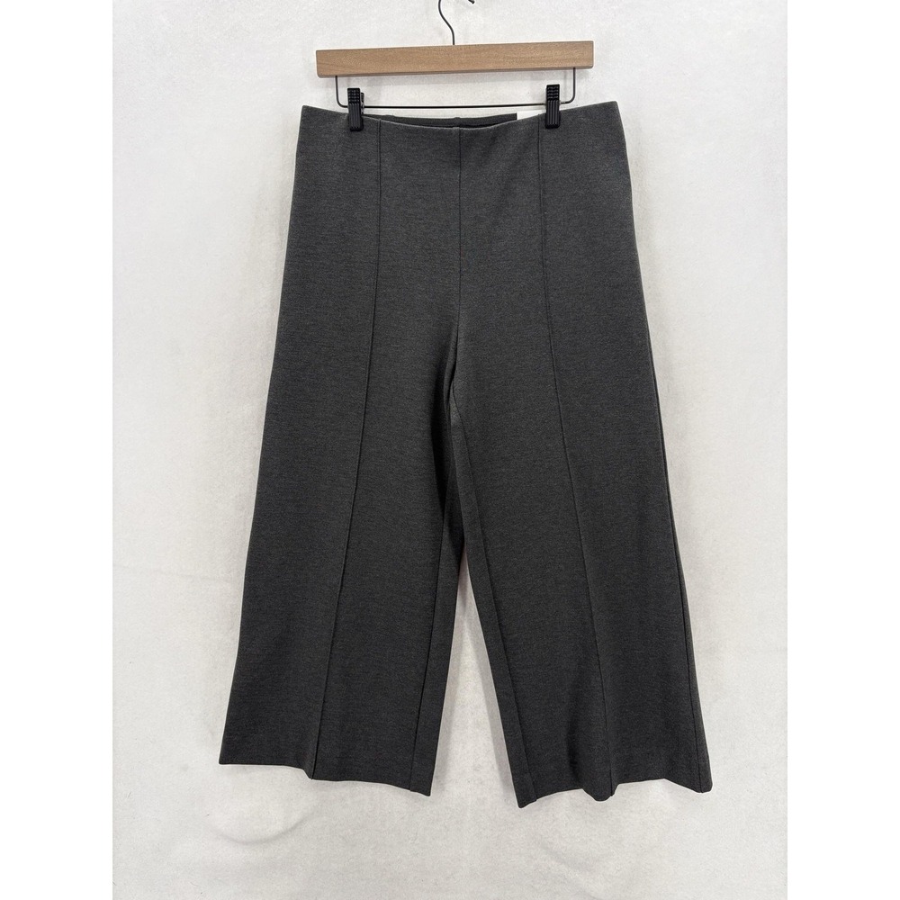 Chico's So Slimming Pintuck Wide Leg Ankle Pants Womens 1.5 Gray Ponte Stretch
